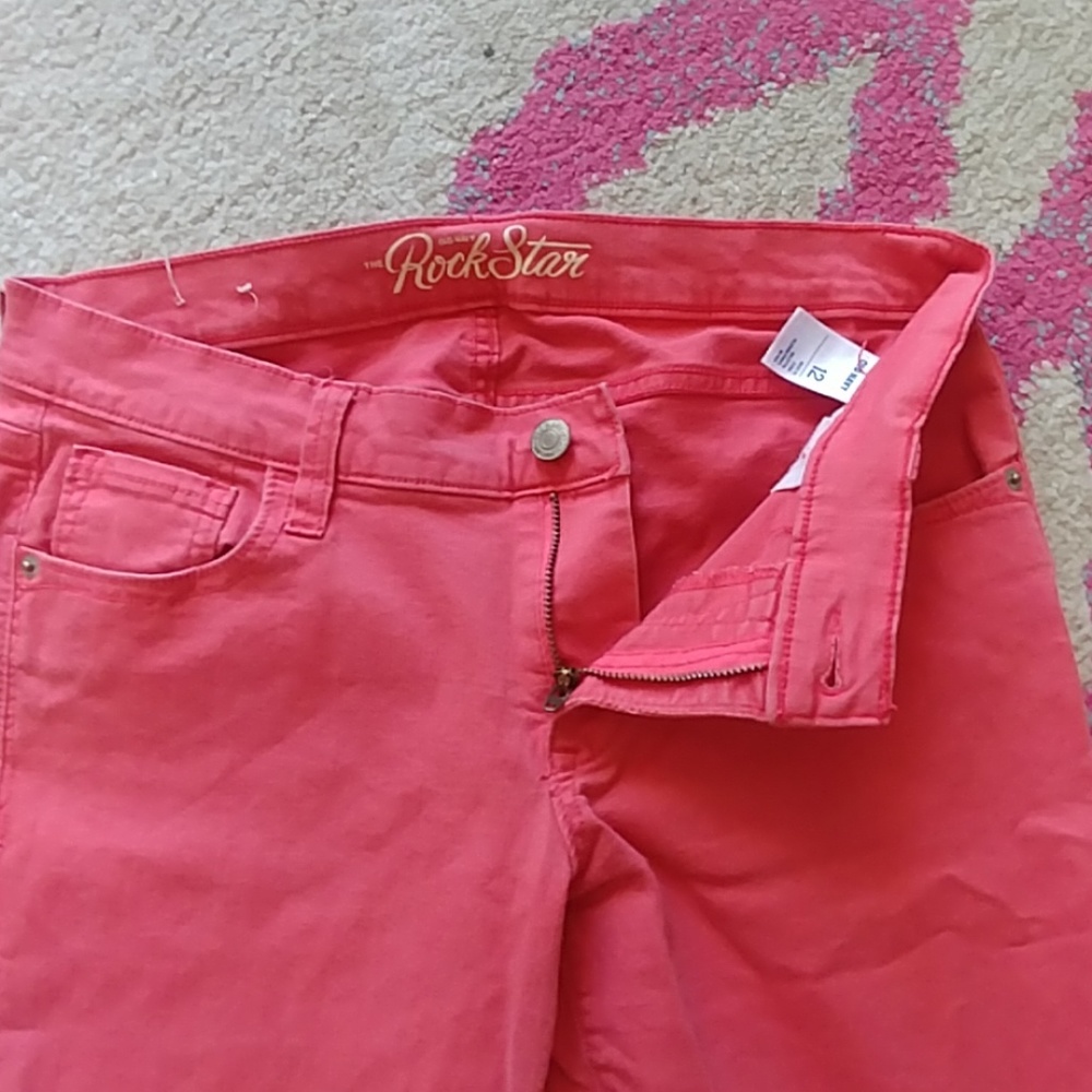 Old navy rockstar coral skinny jeans 12